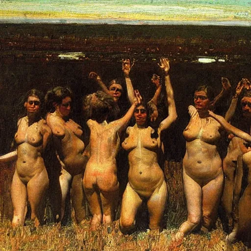 Image similar to the female mob, by thomas eakins