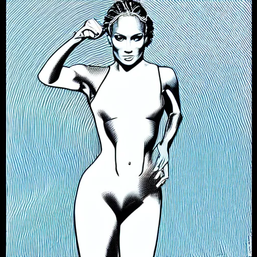 Image similar to “ jennifer lopez retro minimalist portrait by jean giraud, moebius starwatcher comic, sharp, smooth face, 8 k ”