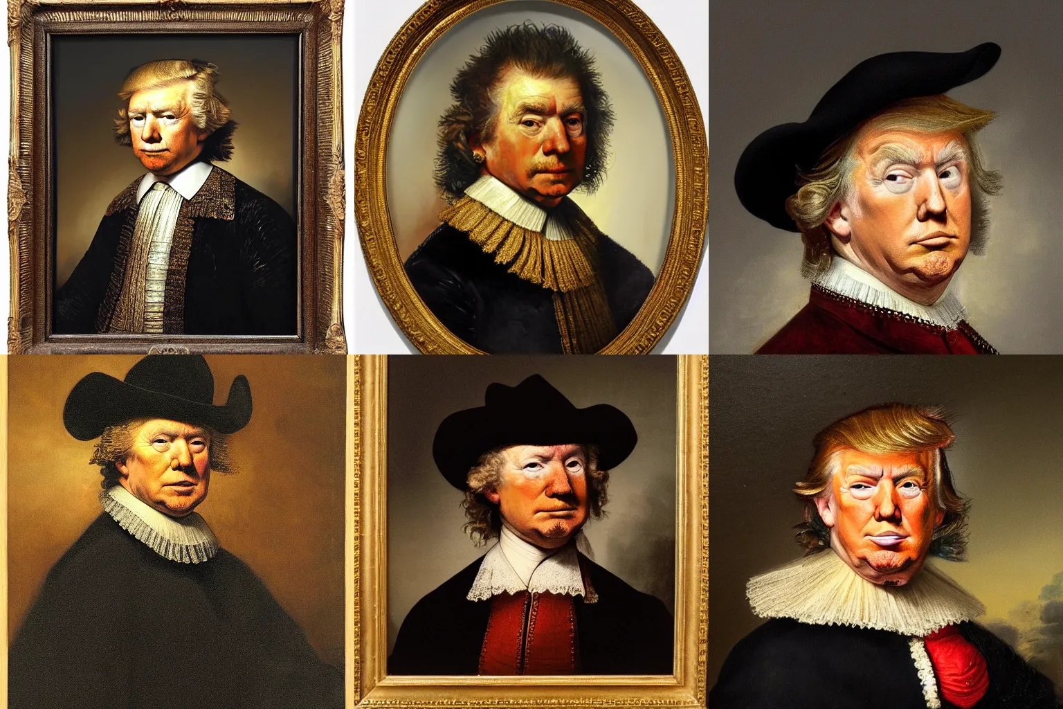 Prompt: a portrait of former president of the United States Donald trump in the style of Rembrandt van Rijn