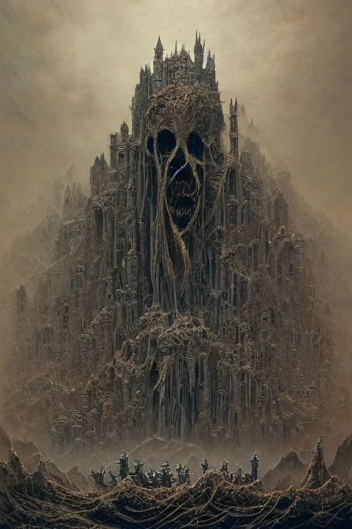 Prompt: portrait of a majestic abomination, in style of Midjourney, insanely detailed and intricate, golden ratio, elegant, gothic ornate, horror, elite, ominous, haunting, matte painting, cinematic, cgsociety, Zdizslaw Beksinski, James jean, Noah Bradley, Darius Zawadzki, vivid and vibrant