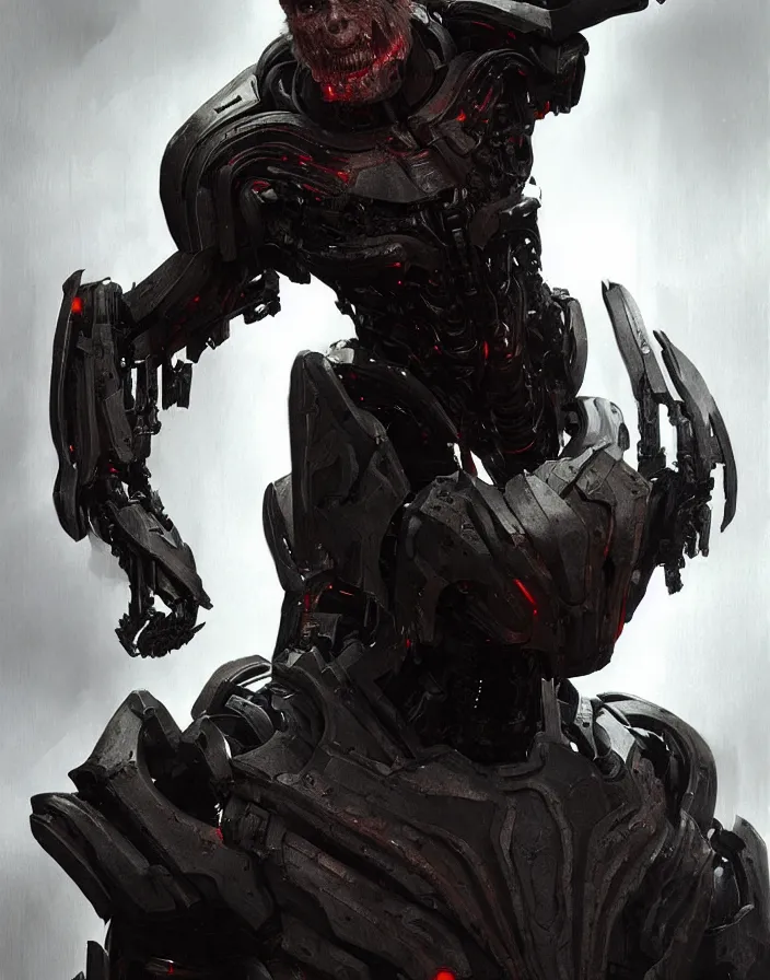 Image similar to willem dafoe as victor stone, full body concept, cyborg, borg, strogg, face of a man, terminator, flesh, quake strogg, doom demon, wolfenstein, monstrous, symmetry, symmetrical, concept art by ruan jia and greg rutkowski