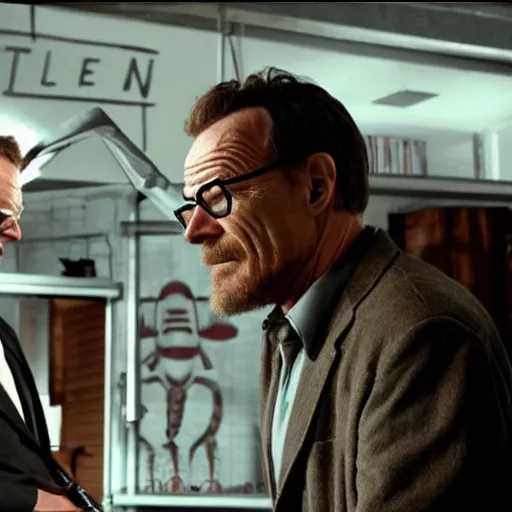 Image similar to Headcrab attacks Bryan Cranston as Gordon Freeman, still from a movie