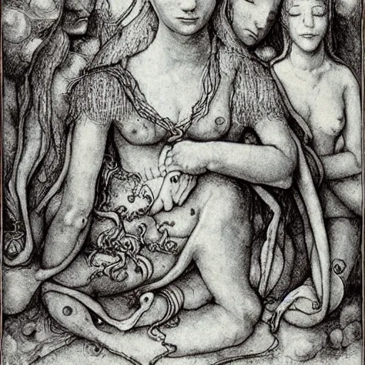 Image similar to ascending meditating elven princess, dmt shaman, surreal, by durer