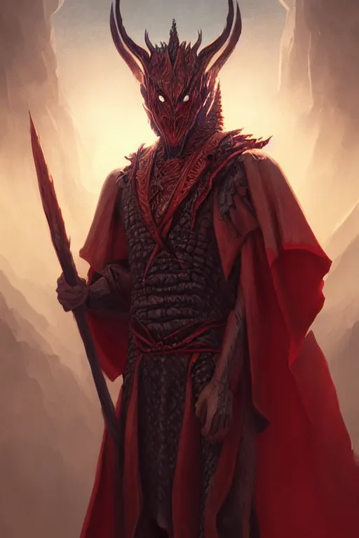 Image similar to human with dragon face, wearing simple robes, highly detailed, d & d, fantasy, highly detailed, digital painting, trending on artstation, concept art, sharp focus, illustration, global illumination, shaded, art by artgerm and greg rutkowski and fuji choko and viktoria gavrilenko and hoang lap