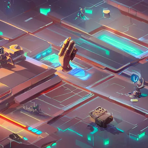 Prompt: one futuristic isometric game concept, jama jurabaev, tyler edlin, james paick, emmanuel shiru, victor mosquera, modular detailed, artstation, for aaa game, high quality