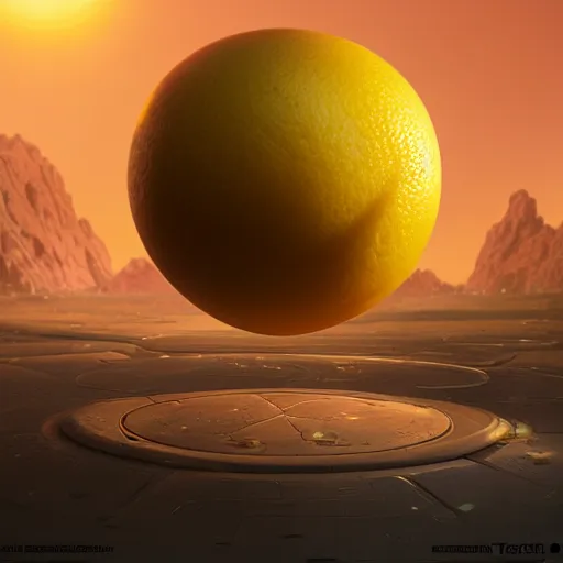 Prompt: a planet in the shape of a lemon, illustration by tyler edlin and greg rutkowski, detailed, sharp, masterpiece, highly detailed, photorealistic, octane render, 8 k, unreal engine 5, trending on artstation