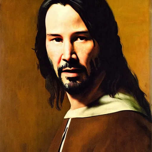 Prompt: portrait of Keanu Reeves, Johannes Vermeer, beautiful, high resolution,