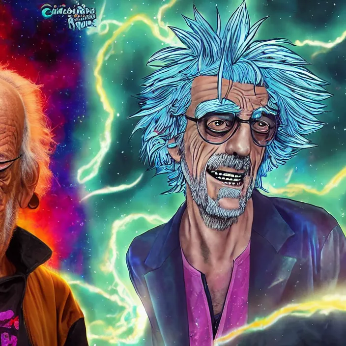 Image similar to Christopher Lloyd as Rick Sanchez by Noriyoshi Ohrai and Lisa Frank