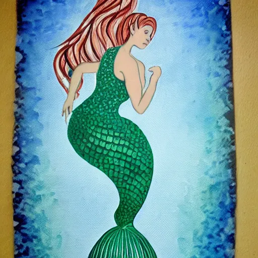 Prompt: beautiful mermaid, in the style of richard harper