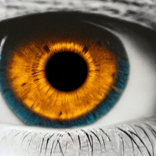 Prompt: close up shot of pupil eye where we can see a ghost in the eye