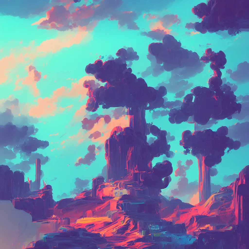 Image similar to a simple micro-service deployed to a datacenter, cloud, security, attack vector, trending on Artstation, painting by Jules Julien, Leslie David and Lisa Frank and Peter Mohrbacher and Alena Aenami and Dave LaChapelle muted colors with minimalism