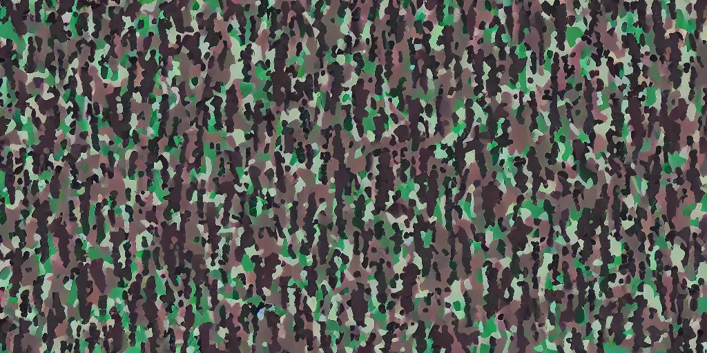 Prompt: camo made of teeth, smiling, abstract, fortnite, cryptic, dots, stipple, lines, splotch, color tearing, pitch bending, faceless people, dark, ominous, eerie, minimal, points, technical, old painting