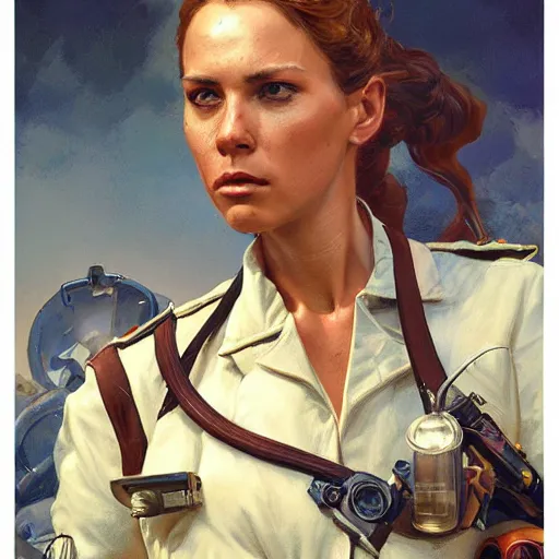 Prompt: a portrait of a woman medic during a battlefield, highly detailed, centered, digital painting, artstation, concept art, donato giancola, Joseph Christian Leyendecker, WLOP, Boris Vallejo, Breathtaking