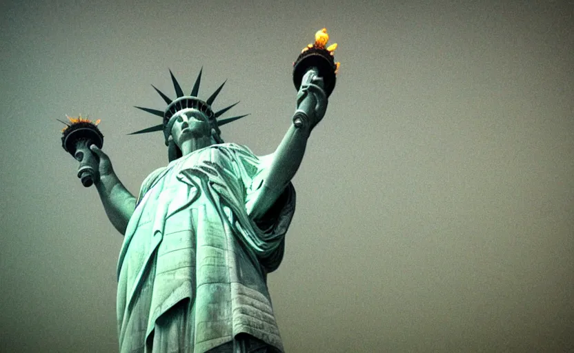 Prompt: statue of liberty, sunken, underwater