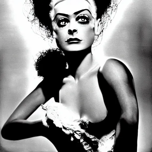 Image similar to bride of frankenstein in a john hughes movie