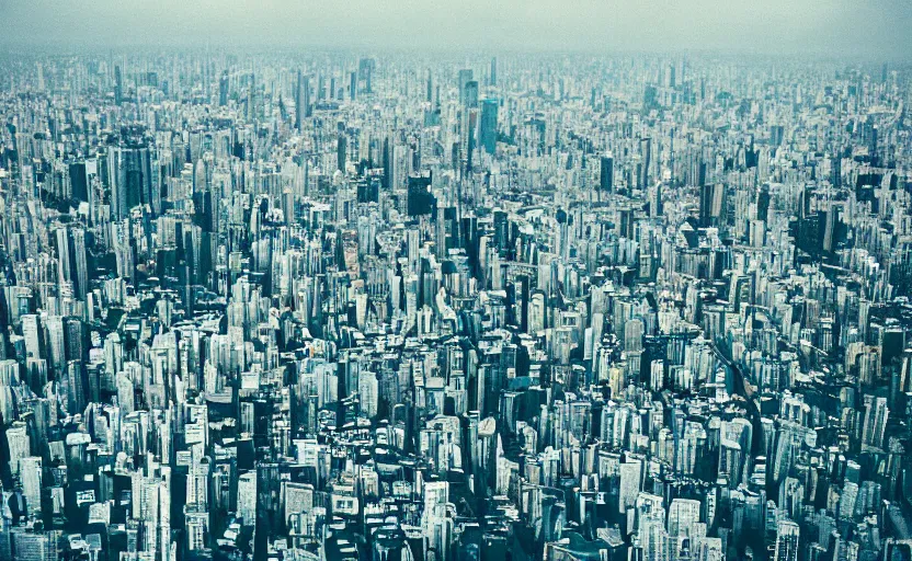 Image similar to 35mm photography landscape of futuristic megacity