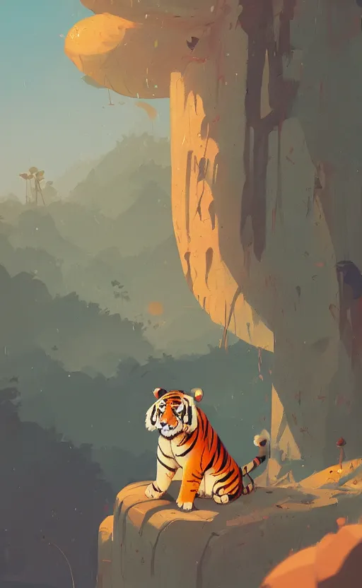 Image similar to a cute tiger character in a scenic environment by atey ghailan, character art, trending on artstation