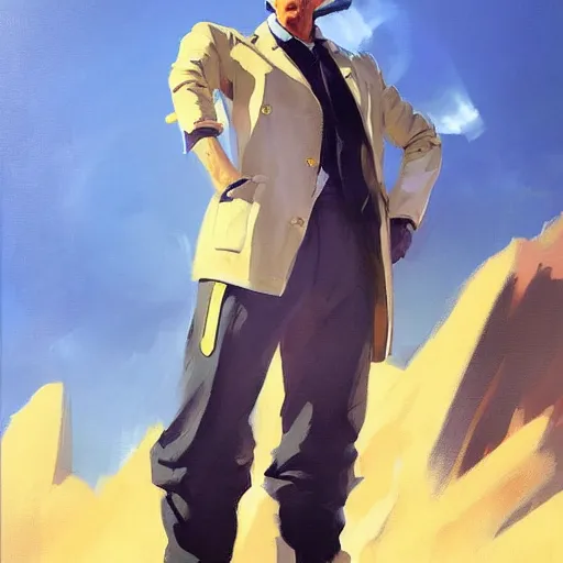 Image similar to greg manchess portrait painting of doctor who as overwatch character, medium shot, asymmetrical, profile picture, organic painting, sunny day, matte painting, bold shapes, hard edges, street art, trending on artstation, by huang guangjian and gil elvgren and sachin teng