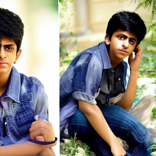 Image similar to dslr photo portrait still of 1 6 year old age sixteen shahrukh khan at age 1 6!!!, 8 5 mm f 1. 8