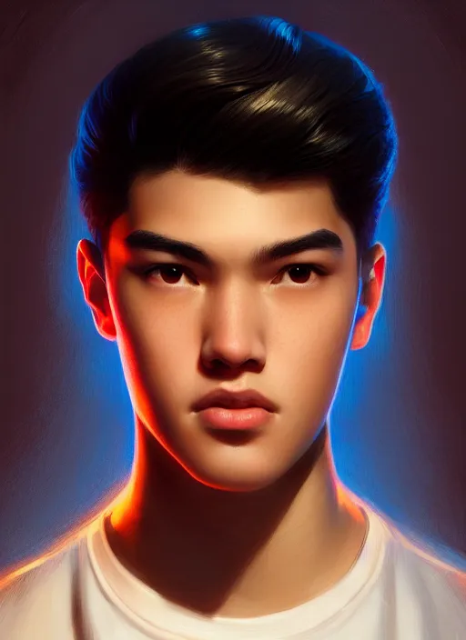 Image similar to portrait of teenage reggie mantle, mean smirk, intricate, elegant, glowing lights, highly detailed, digital painting, artstation, concept art, smooth, sharp focus, illustration, art by wlop, mars ravelo and greg rutkowski