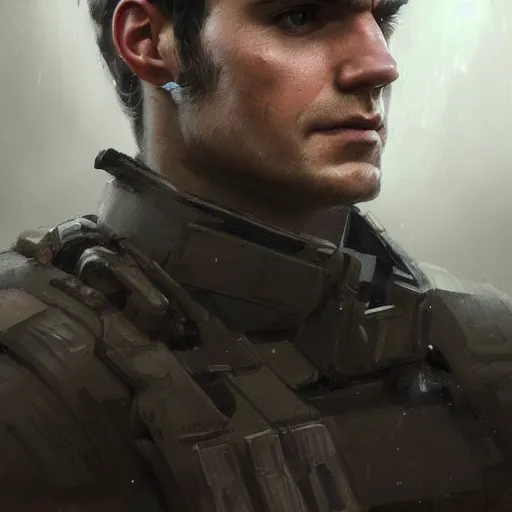 Image similar to portrait of a man by greg rutkowski, he looks like henry cavill with military short hair, wearing tactical gear of the galactic alliance, he is about 3 0 years old, highly detailed portrait, digital painting, artstation, concept art, smooth, sharp foccus ilustration, artstation hq