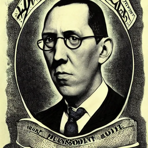 Prompt: howard philips lovecraft as a president of the united states, potrait, hyper realistic, award winning