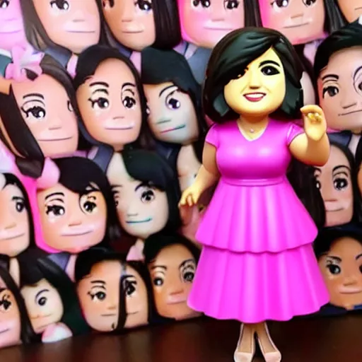 Image similar to Leni Robredo; funko pop of vice-president Leni Robredo, wearing a pink dress, fantasy, funko pop”