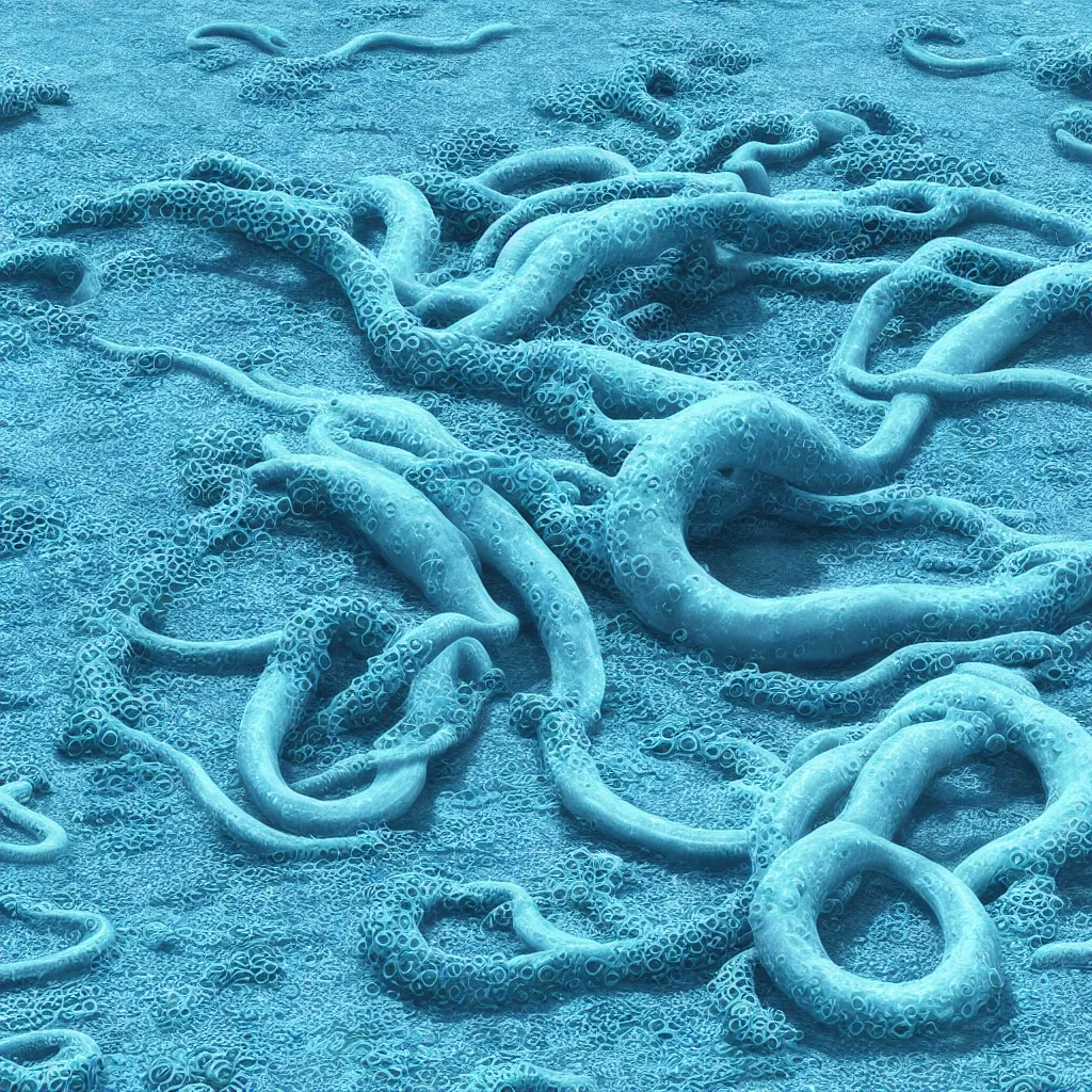 Image similar to organic sofa made of blue tentacles goo in the water, on a white background, maximum natural texture, warm illumination, cinematic alien futuristic atmosphere, in low fog, magical digital, 8k resolution, golden ratio, best color graded, vray beautiful, ambient occlusion, subsurface scatter, radiosity, hyper-realistic render