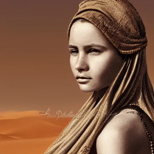 Image similar to a detailed portrait of a girl in the desert, art illustration, incredibly highly detailed and realistic, 8 k, sharp focus