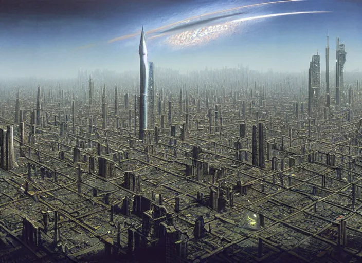 Prompt: permutation city, matte painting, peter elson