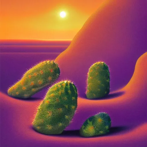 Prompt: a cactus made of translucent liquid in a desert sunset, by vladimir kush, by roger dean, 4k resolution, detailed and intricate, recursive, volumetric lighting, sunset desert color scheme, rendered in redshift, realistic shadows, -20 W 854
