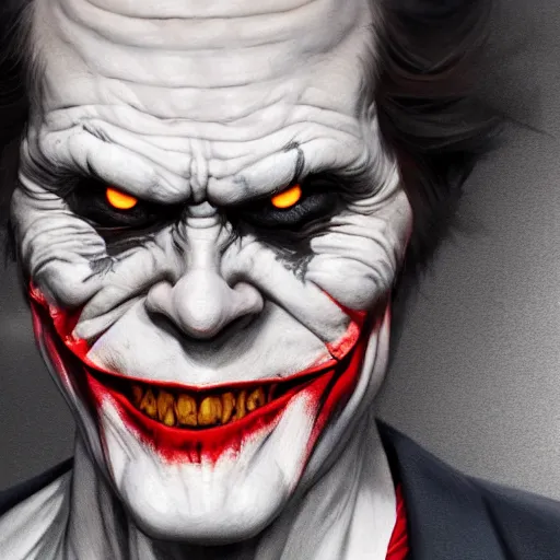 Image similar to willem dafoe as joker, ultra high detailed, oil painting, greg rutkowski, charlie bowater, yuumei, yanjun cheng, unreal 5, daz, hyperrealistic, octane render, rpg portrait, dynamic lighting