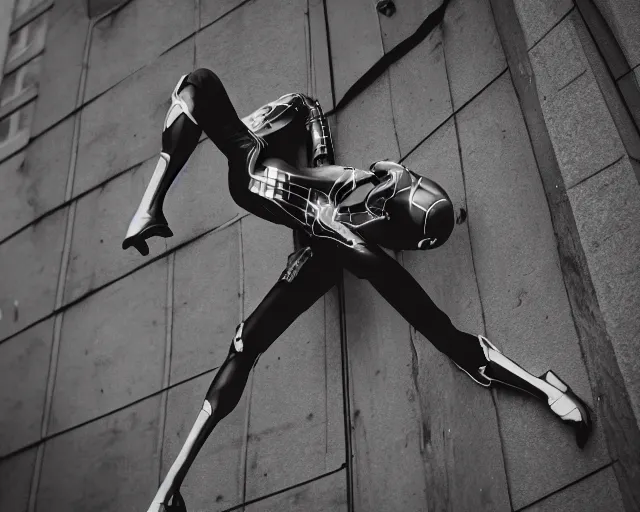 Image similar to iron spider suit, lomography lady grey