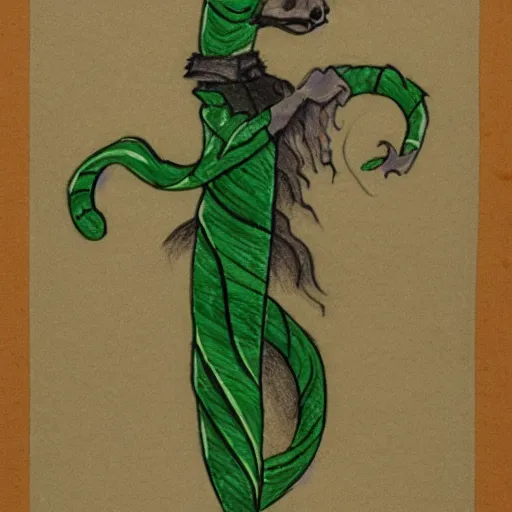 Image similar to Mary GrandPré drawing of a Slytherin
