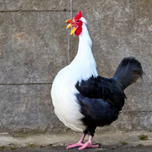 Image similar to an all black chicken spotted with small white heart shapes