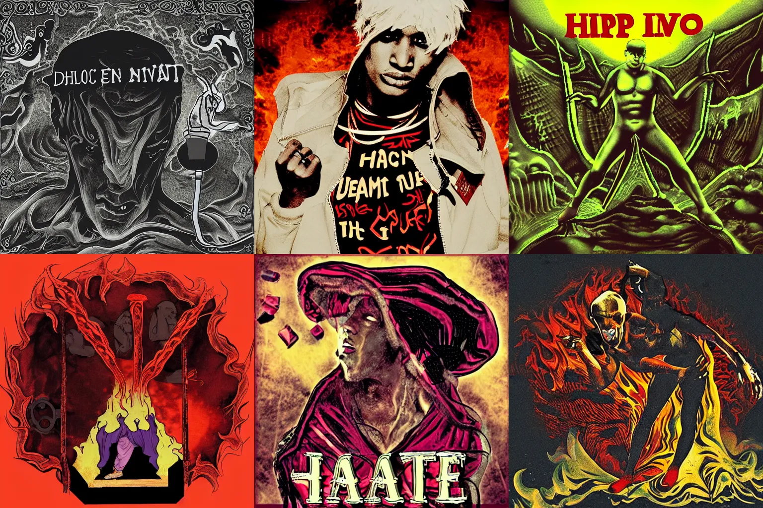 Prompt: hip hop mixtape cover art inspired by dante\'s inferno