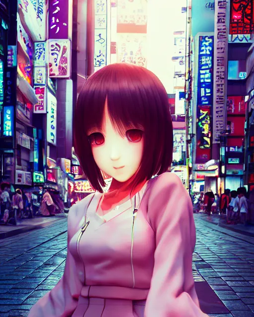 Prompt: girl in akihabara by kantoku, intricate, face, symmetrical eyes, japanese akihabara street cityscape, elegant, beautiful, highly detailed, dramatic lighting, sharp focus, trending on artstation, artstationhd, artstationhq, unreal engine, 4 k, 8 k