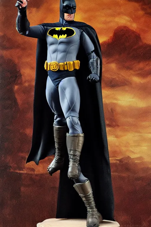 Prompt: batman 1 2 inch action figurine hot toys'sideshow painting the style of leonardo da vinci!