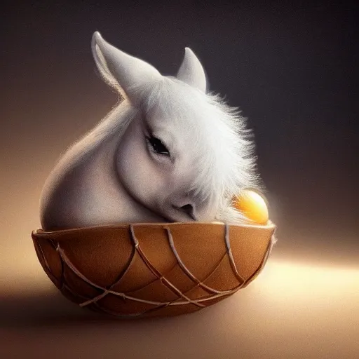 Image similar to a baby unicorn hatching out of an egg, ultrarealistic, dramatic lighting, high details, 4 k, 8 k, best, accurate, trending on artstation, artstation, photorealism, ultrarealistic, digital painting, fantasy art