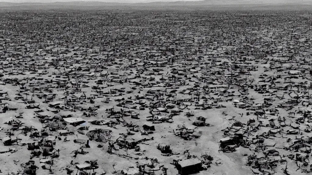 Image similar to 1 9 8 4 ethiopian famine and drought, 8 k, wide angle shot, cover of new york times