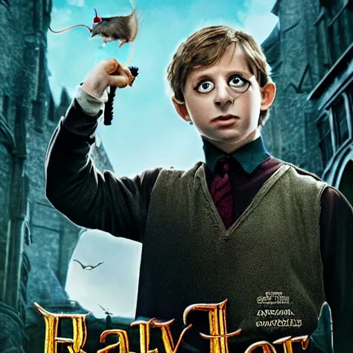 Image similar to rat as harry pottermovie poster