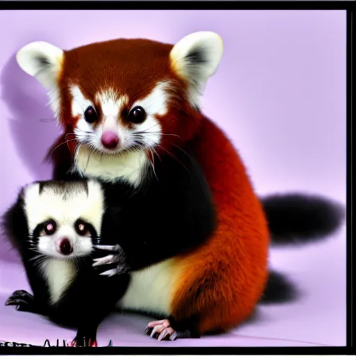 Image similar to cute cross between red panda and sugar glider, studio lighting, award winning