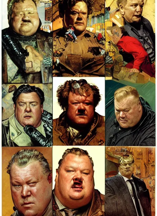 Image similar to portrait of ray winstone as baron vladimir harkonnen, dynamic, by norman rockwell and craig mullins and lawrence alma tadema and jack kirby and greg staples and nc wyeth and tom lovell, arstation baron character