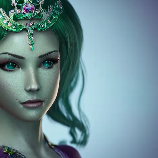 Image similar to fair princess of emerald, ornate, 8 k, intricate, detailed, accent lighting, dramatic light, octane render