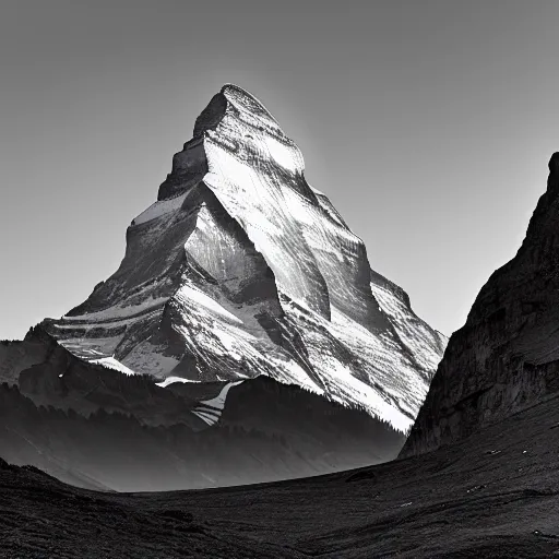 Prompt: sunrise over the matterhorn, ansel adams