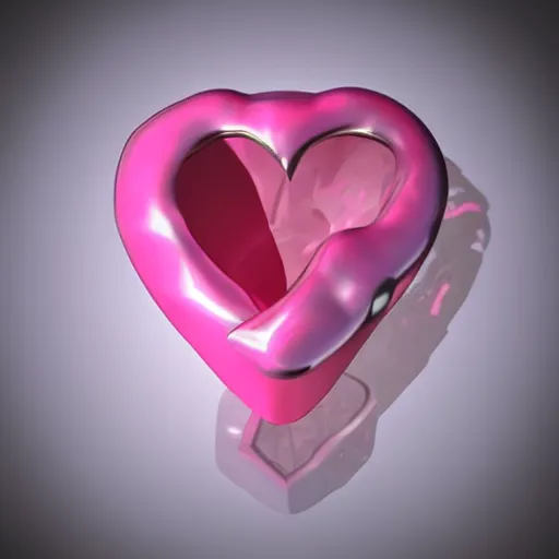 Prompt: highly detail 3 d rendered pink ❤ heart form metal piece