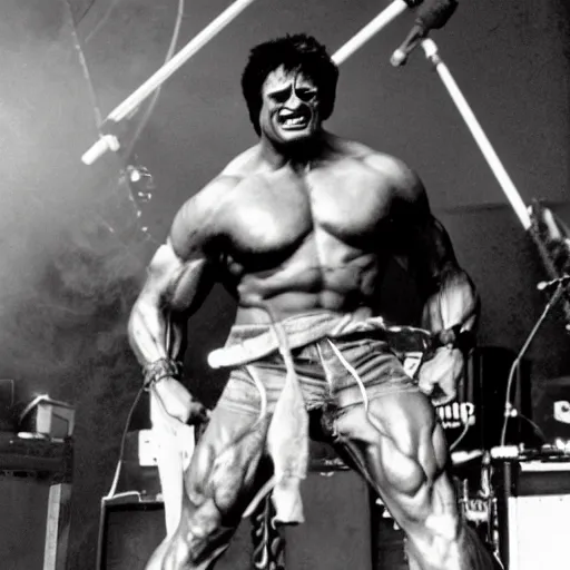 Image similar to hulk performing at woodstock