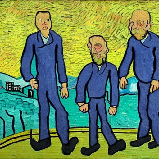 Image similar to school with prisoners van gogh style