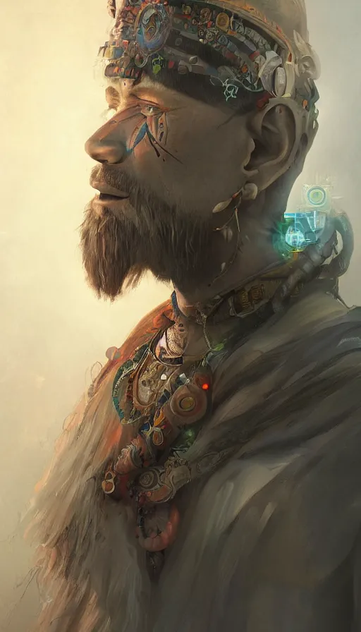 Image similar to portrait of a digital shaman, by cgsociety