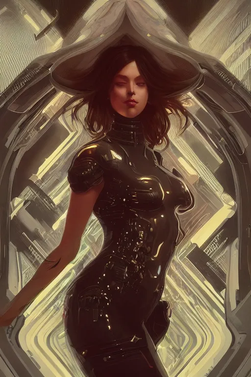 Prompt: full body portrait of a girl, sci fi, synthwave, cyberpunk, intricate, elegant, highly detailed, digital painting, artstation, concept art, smooth, sharp focus, illustration, art by artgerm and greg rutkowski and alphonse mucha